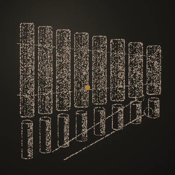 Marimba drawn in sand on a dark metal plate