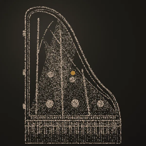 Piano drawn in sand on a dark metal plate